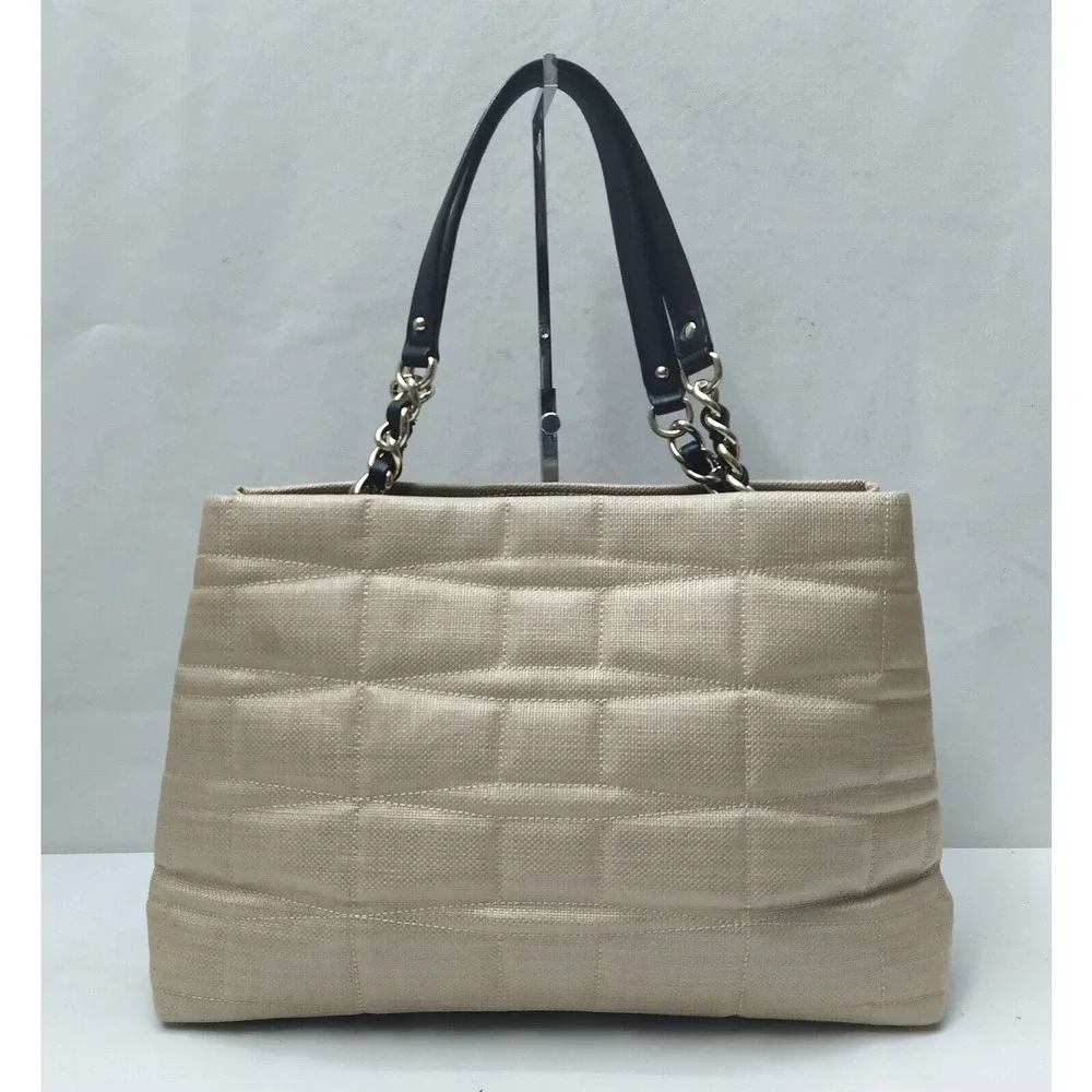 Kate Spade Veranda Place Quilted Bow Straw Chain Strap Satchel Shoulder Bag
